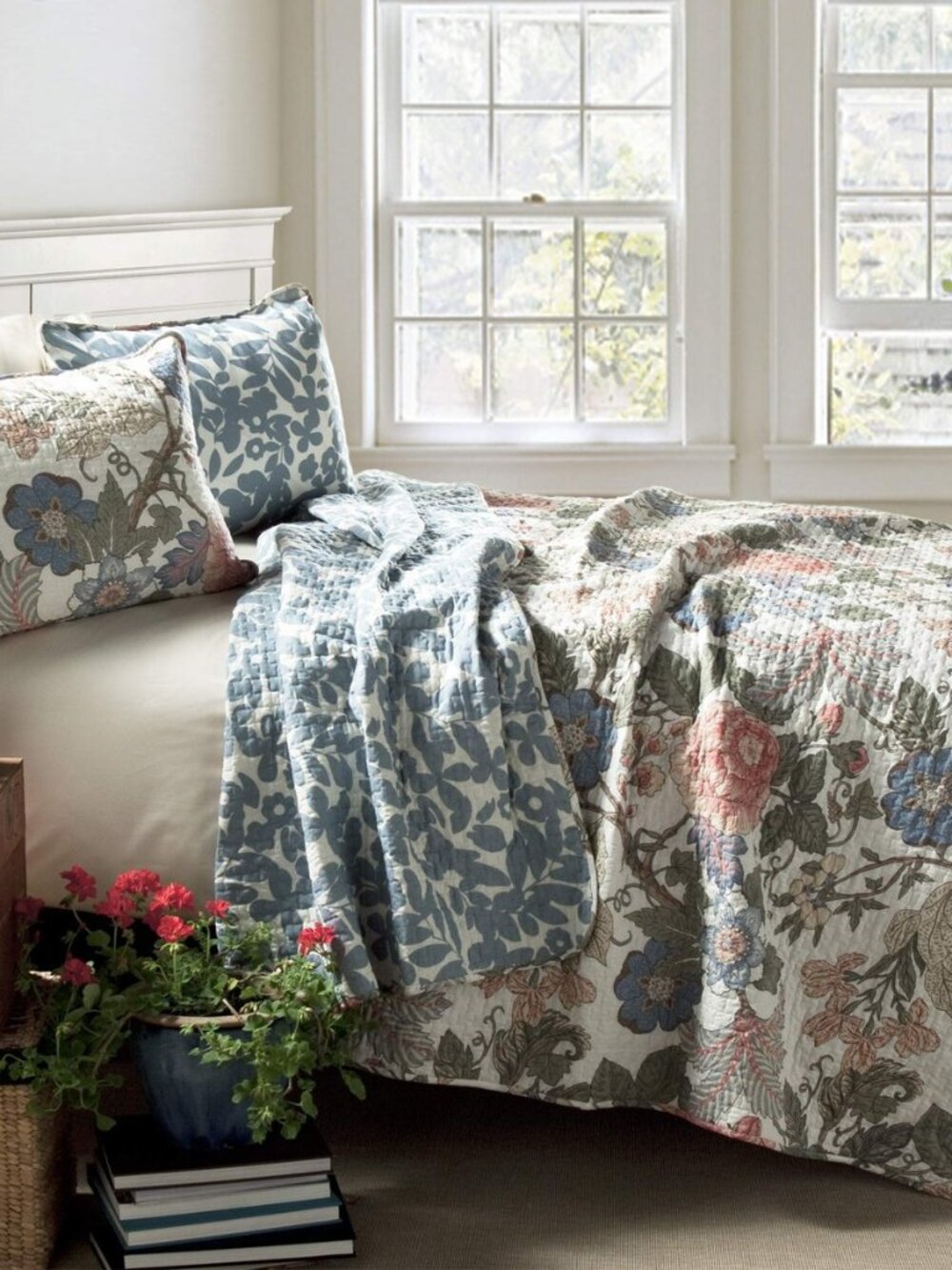 Sydney Reversible Cotton Quilt Set Cotton Bedding, 3 Piece Set, King, Green &